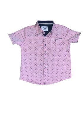 Craft + Flow Voyage Boys Pink Palm Tree Button Down Shirt Size 4-5 Kids Summer
